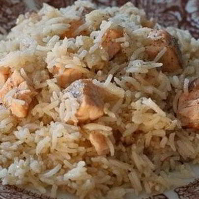 Ризотто с семгой и белым вином