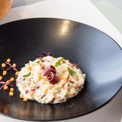 Ризотто с тыквой и копченой утиной грудкой