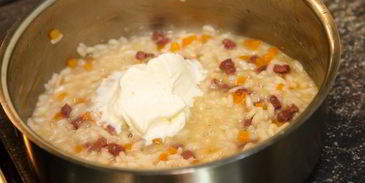 ризотто с тыквой и копченой утиной грудкой