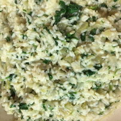 Ризотто со шпинатом и козьим сыром