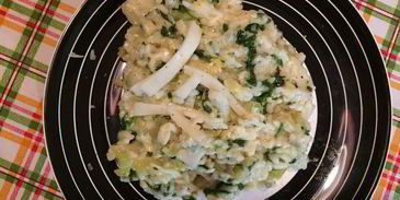 ризотто со шпинатом и козьим сыром