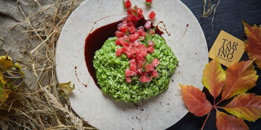 Рецепт ризотто со шпинатом, свежим тунцом и соусом терияки