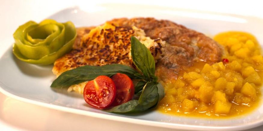 Рецепт свиной отбивной с ризотто и яблочным чатни