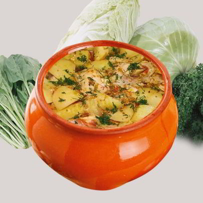 Белуга с картошкой запеченная в горшочках