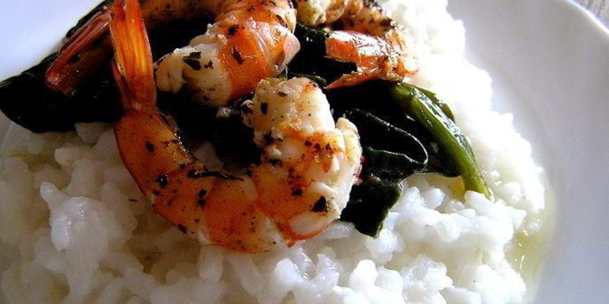 Рецепт королевских креветок с базиликом и шпинатом