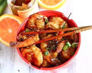 Креветки в апельсиновой корочке