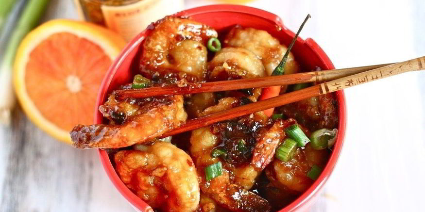 Рецепт креветок в апельсиновой корочке