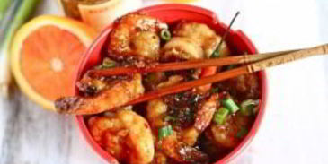 креветки в апельсиновой корочке