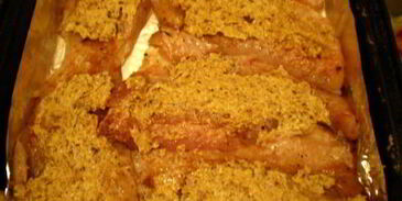 морской окунь под орехово-горчичной корочкой