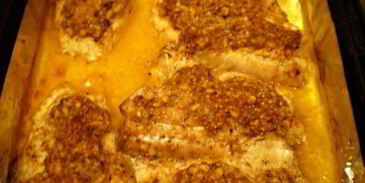 морской окунь под орехово-горчичной корочкой