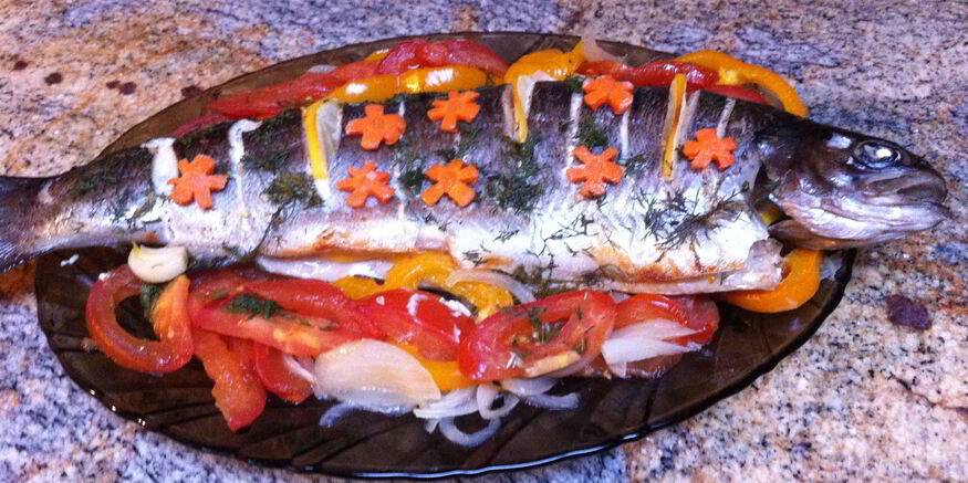 Рецепт рыбы запеченной с овощами