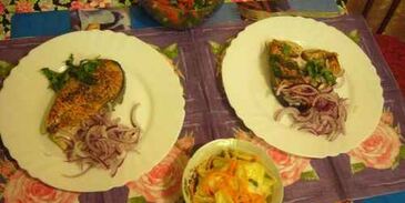 рыба жареная с овощами