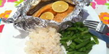 семга, запеченная под соусом