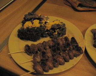 Шашлычки из куриных сердечек