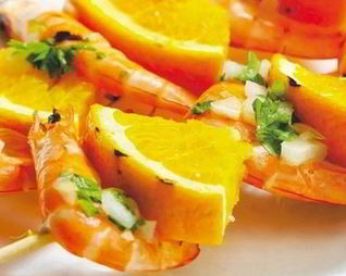 Шашлык из креветок с апельсином