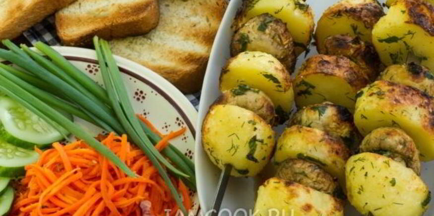 Рецепт шашлыка из шампиньонов с картофелем