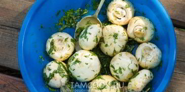 шашлык из шампиньонов с картофелем