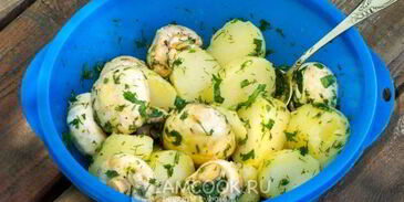 шашлык из шампиньонов с картофелем