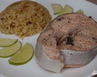 Стейк из семги на пару