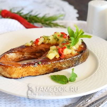 Стейк из семги на сковороде