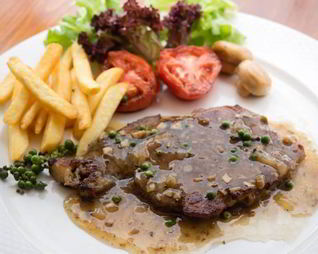 Стейк с горчичным соусом