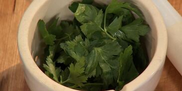 стейк с крабовым мясом и чесночным пюре