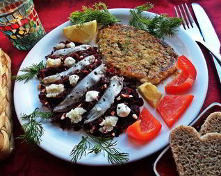 Свекольный гарнир с килечкой