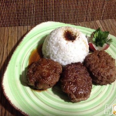 Тефтели с яблоком в медовой глазури с рисом