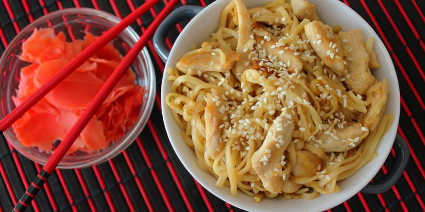 Рецепт яичной лапши с терияки