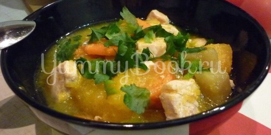 Рецепт легкого жаркого с тыквой и индейкой