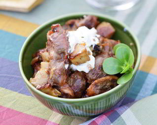 Жаркое из сердечек с белыми грибами