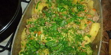 жаркое с грибами и печенью