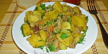 жаркое с грибами и печенью