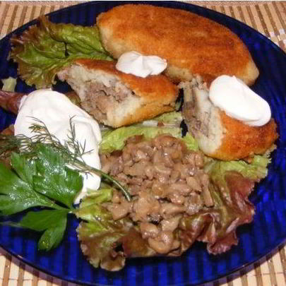 Зразы из фарша с грибами