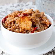 Рецепт Гречки по-купечески с мясом в сковороде