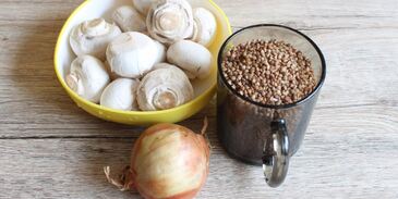 гречка с грибами и луком в мультиварке