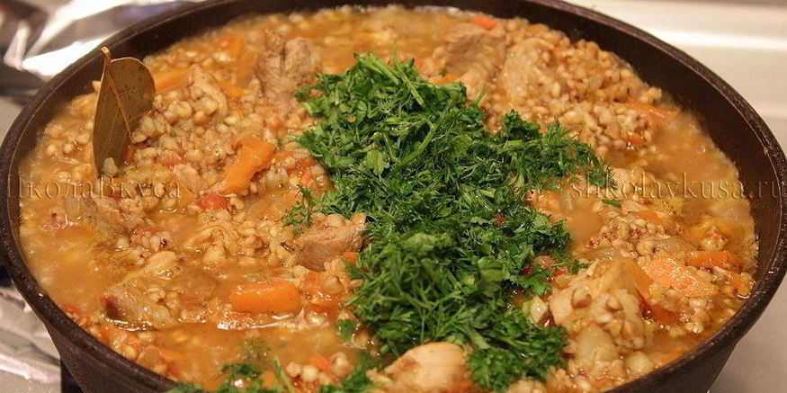 Рецепт гречки с мясом и томатами по-купечески