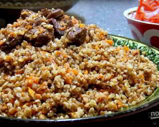 Гречка с мясом в казане