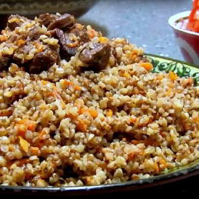 Гречка с мясом в казане