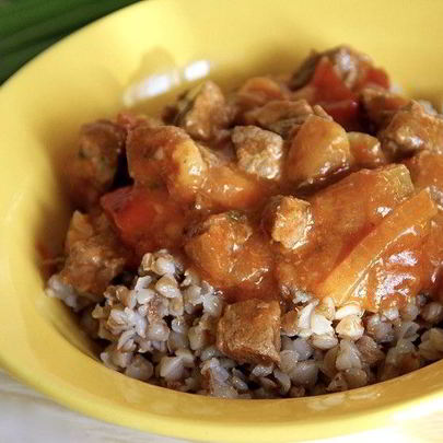 Гречка со свининой с подливкой