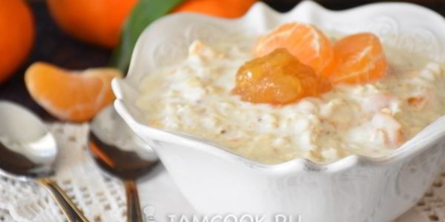 Рецепт ленивой овсяной каши с апельсиновым джемом