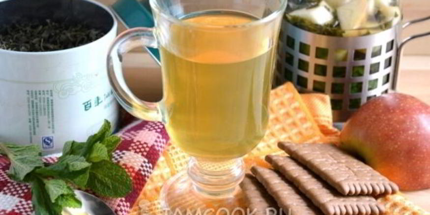 Рецепт зеленого чая с яблоком, мятой и ромашкой
