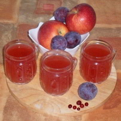 Кисель с яблоками, сливами и брусникой