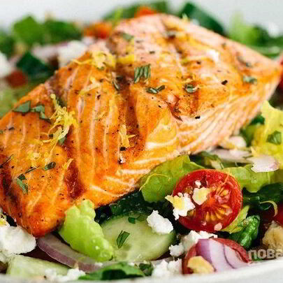 Салат Греческий с семгой