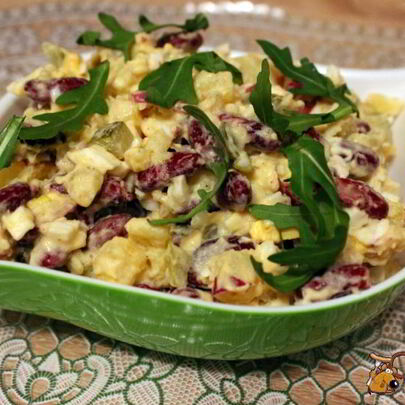 Картофельный салат с красной фасолью