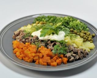 Картофельный салат с куриной печенкой