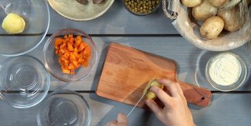 картофельный салат с куриной печенкой