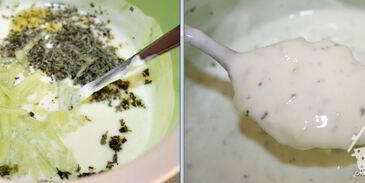 картофельный салат с мясом гирос и дзадзики