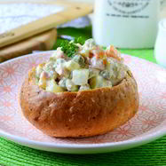 Рецепт Булочек, фаршированных салатом Оливье