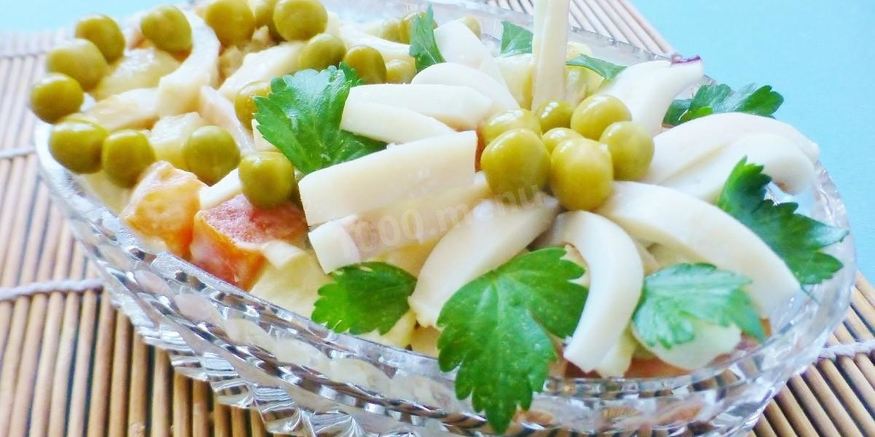 Рецепт оливье с кальмарами